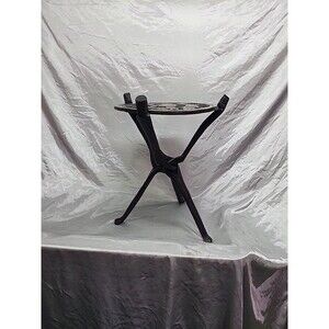 Vintage Malawian Wood authentic tripod table reversible top Hand carved 18  x 12